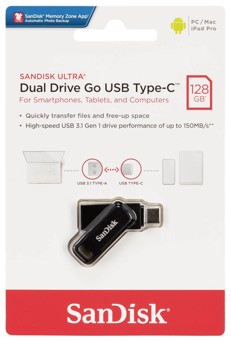 SanDisk Clé USB Ultra Dual Drive Go 128 Go | Buchmann Direct Electronics AG