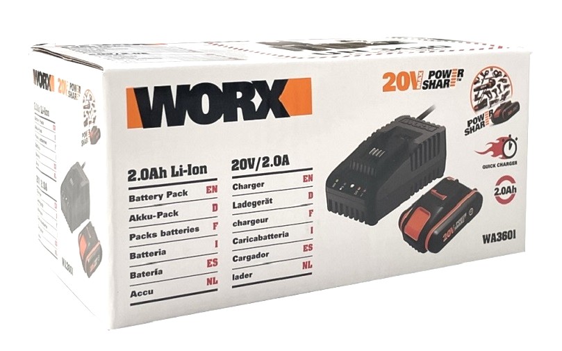 Packs de Cargador y bateria worx 20V 2 y 4 Ah