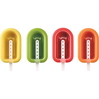 Lékué Sucette à glace, Lolly large, 4 pièces jaune, vert, rouge, orange