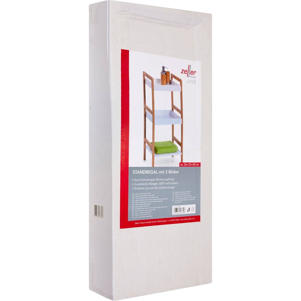 at white buy Zeller shelf Standing with - Present shelves 3 BambooMDF 36x33x80cm