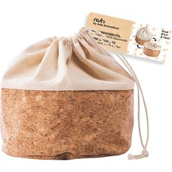 Bread bag with cord, cotton S cork / beige, 16 cm