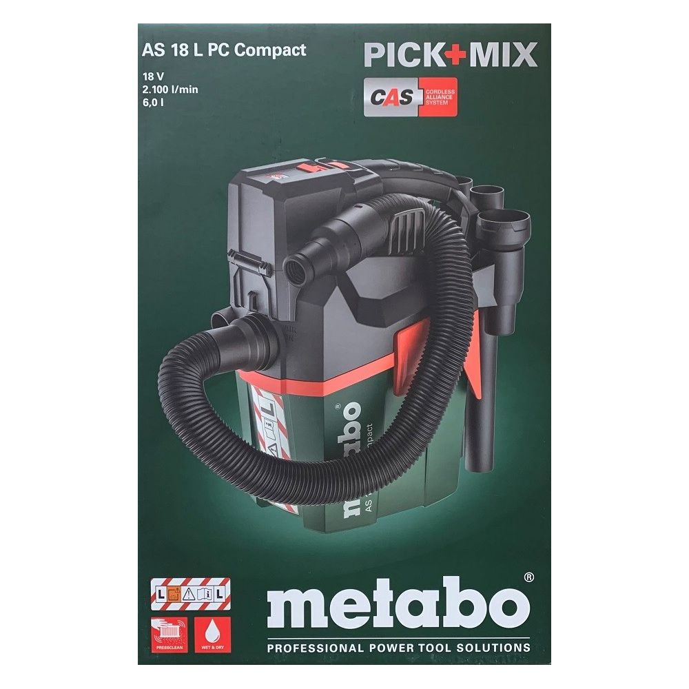 Metabo AS 18 L PC Aspirateur sans fil compact 18V avec nettoyage manuel du filtre 602028850 Bild 1