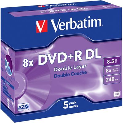 Verbatim DVD + R 8,5 Go, Boîte à bijoux (5 pièces)