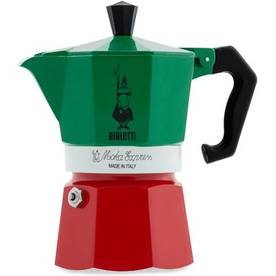 Bialetti Machine à expresso Moka Express Vert Rouge, 3 tasses