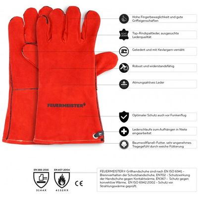 Feuermeister BBQ glove Premium BBQ Red, size 8 Bild 3