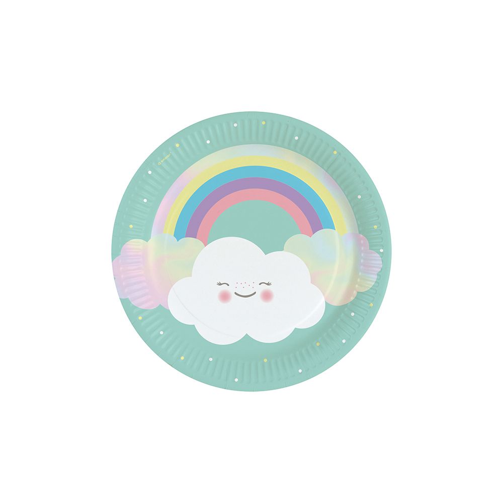 Amscan 8 piatti in cartone 23 cm Rainbow &amp; Cloud Bild 1