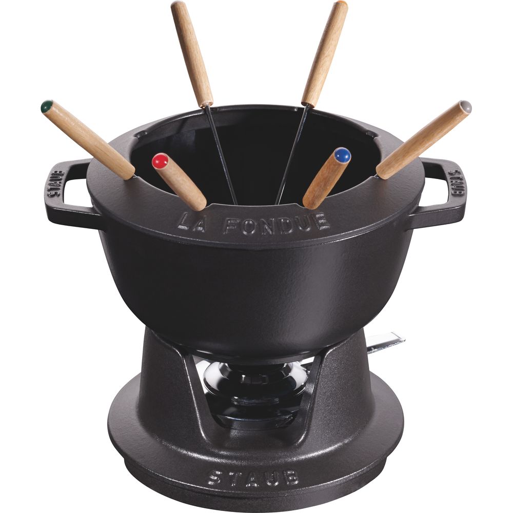 Staub Fondue set black m. 2 handles, round. 20 cm Bild 1