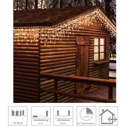 Ekström LED light curtain outdoor Icicle 100 LED with 15 strands 175x120cm