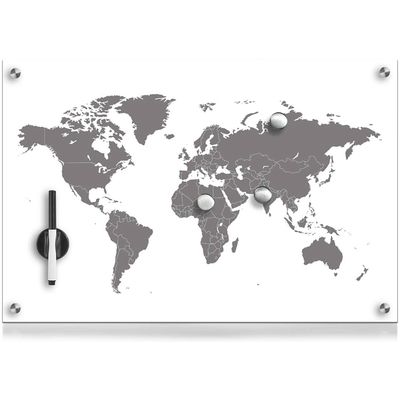 Zeller Present Memo board glass Worldmap 60x40cm