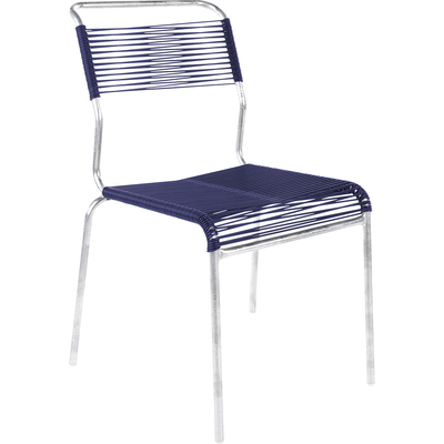 Schaffner Chaise spaghetti Säntis sans accoudoirs - galvanisée à chaud - bleue