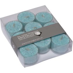 Herzog Kerzen Bougies chauffe-plat Kristallo Ø 4 cm 9 pièces, turquoise