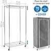 Tatkraft Buffalo Grey closet with 2 shelves and fabric cover on wheels, robust clothes rail thumb 0