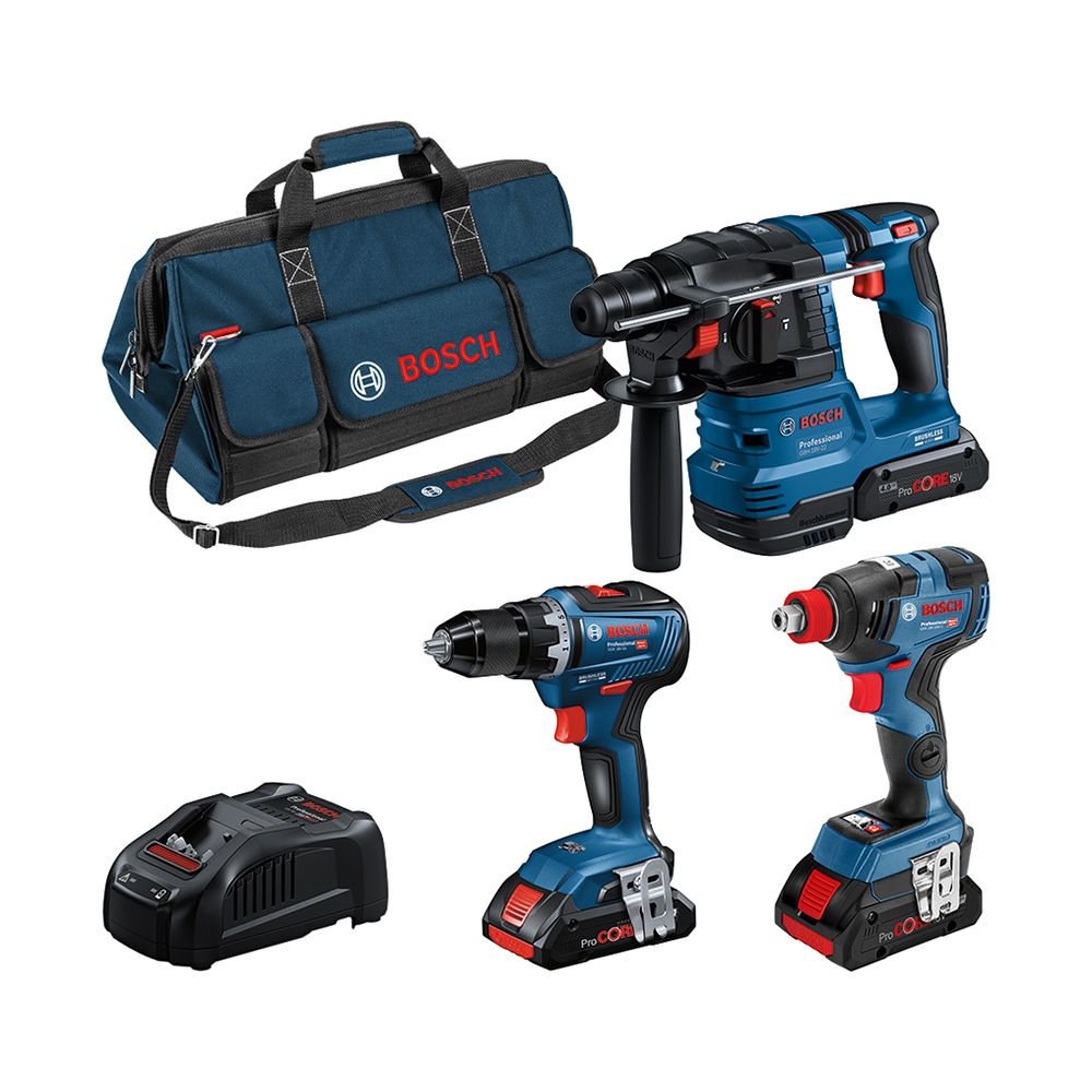 Bosch Professional Bosch 3Tool Kit GSR 18V-55+ GDX 18V-200+ GBH 18V-22+ 3 x 4.0Ah (PC)+ GAL 1880CV (C) Bild 1