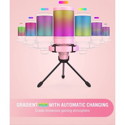 Fifine A6V USB RGB Gaming Mic pink Bild 5