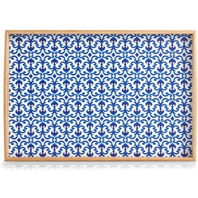 Zeller Present Vassoio Marocco bambù bianco-blu 44x30x5,5cm Bild 2