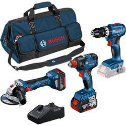 Bosch Professional Bosch 3Tool Kit GSB 18V-45+ GDX 18V-200+ GWS 18V-7+ 2 x 5.0 Ah+ GAL 18V-40+ Sac M (C)