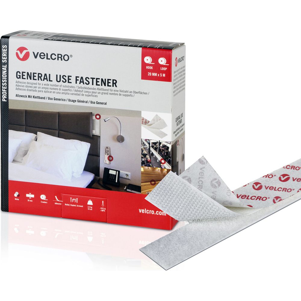 Velcro ® General Use Fastener 5m Hakenband 5m Flauschband, Haken & Flausch  20mm weiß - kaufen bei