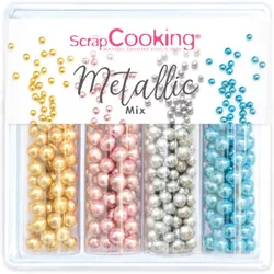 Scrap Cooking Set of 4 sugar decorations Metallic Mix 58g