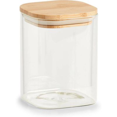 Zeller Present Storage jar with square bamboo lid 0.9l