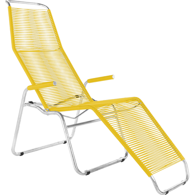 Schaffner Chaise longue Brissago spaghetti tressé avec patins Jaune