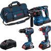 Bosch Professional Kit 3 utensili Bosch GSR 18V-55+ GDX 18V-200+ GBH 18V-22+ 3 x 4,0Ah (PC)+ GAL 1880CV (C)