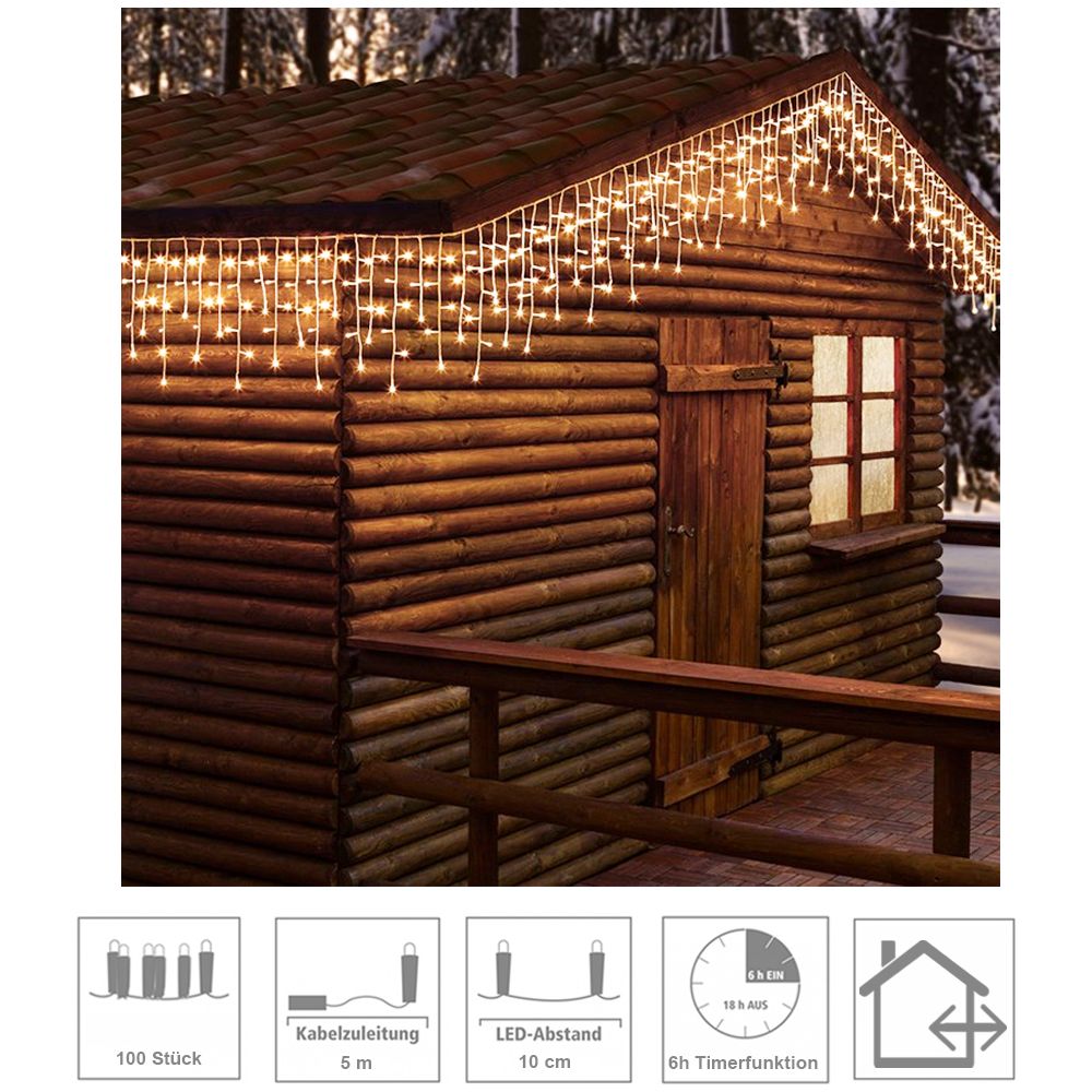 Ekström LED light curtain outdoor Icicle 100 LED with 15 strands 175x120cm Bild 1