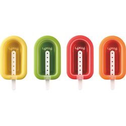 Lékué Sucette à glace, Lolly large, 4 pièces jaune, vert, rouge, orange