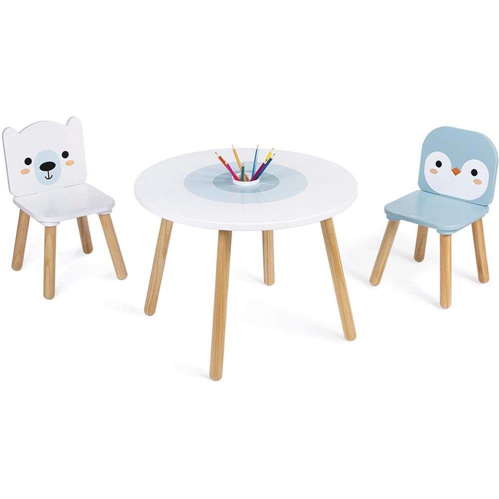 Janod tavolo e 2 sedie Polar 60x60x47cm - Mobili per bambini su