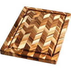 Teak Haus Tagliere in teak con scanalatura per succo 36x26x2,5 cm