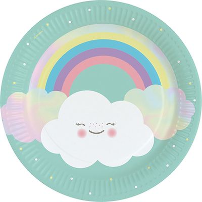 Amscan 8 piatti in cartone 23 cm Rainbow &amp; Cloud