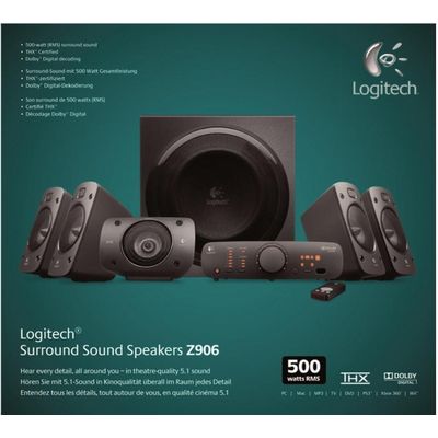 Logitech Z906 Surround Sound Speaker System, Haut-parleur PC Noir