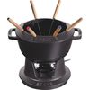 Staub Fondue set black m. 2 handles, round. 20 cm