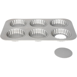 Patisse Mini quiche mold sheet 6-piece with loose bottom Silver-Top