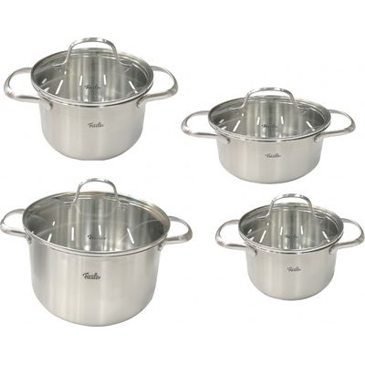 Fissler San Francisco pot set with at 4 lid induction steel pcs - glass stainless buy