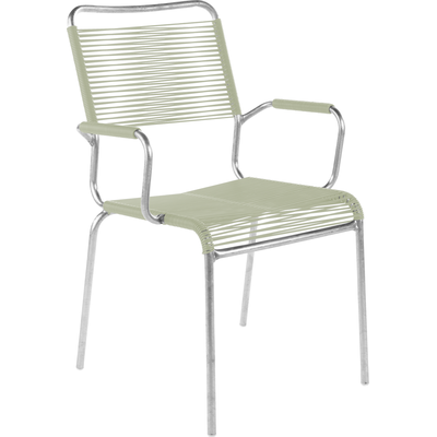 Schaffner Spaghetti chair Rigi with armrest - Hot Dip Galvanized - Pastel Green