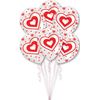 Amscan 6 balloons with hearts 27.5cm in bag thumb 0