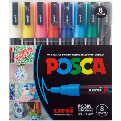 Uni Marqueurs POSCA 0.9 - 1.3mm, 8 pièces