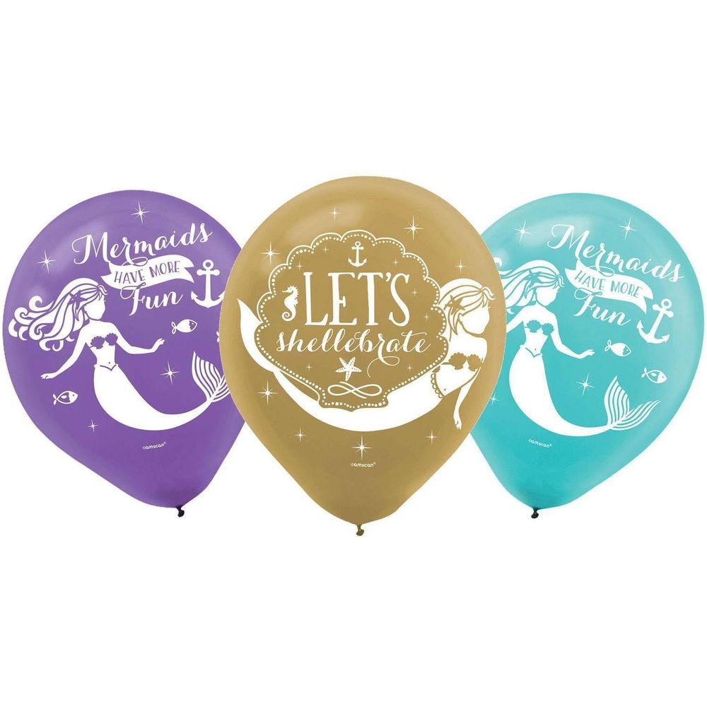 Amscan 6 Balloons Mermaid Wishes 27.5cm Bild 1