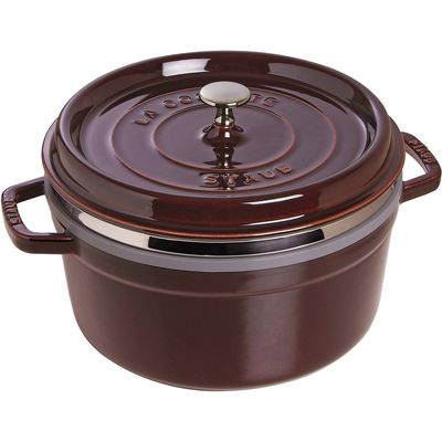 Staub Topf rund mit Dampfeinsatz 26cm 5.2 lt. Schwarz