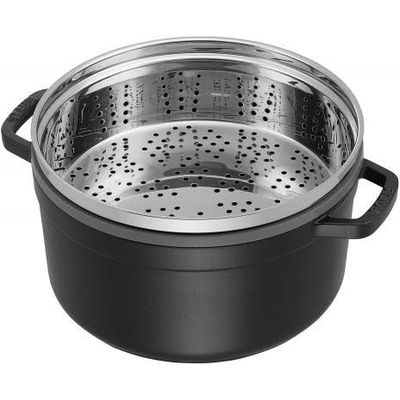 Staub Topf rund mit Dampfeinsatz 26cm 5.2 lt. Schwarz Bild 2