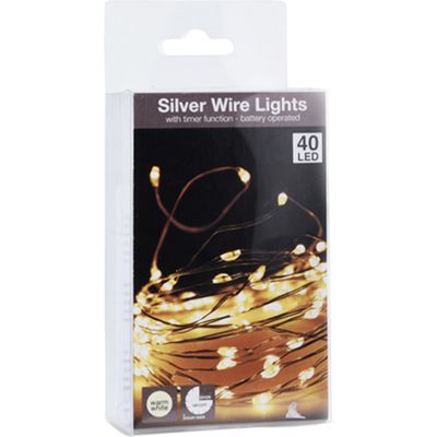 FS-STAR FS STAR Silver wire light chain 40LED with timer Bild 5