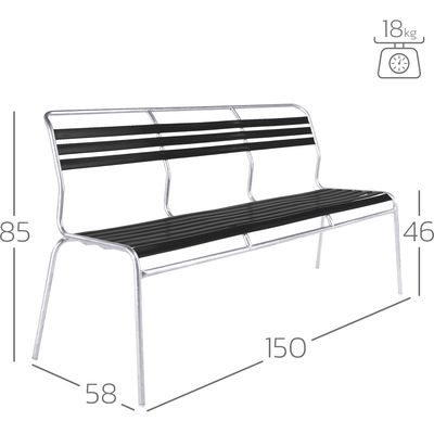 Schaffner Lättlibank Säntis 3er without armrest - Hot-dip galvanized - Fir green Bild 2