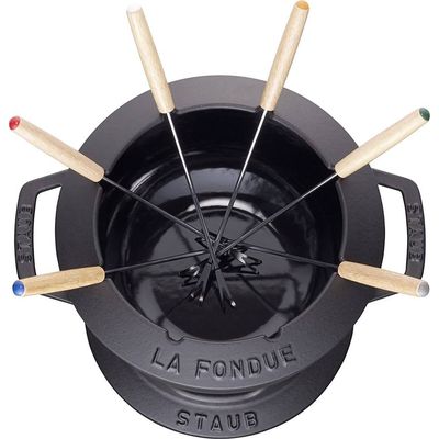 Staub Fondue set black m. 2 handles, round. 20 cm Bild 4