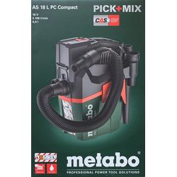 Metabo AS 18 L PC Aspirapolvere compatto a batteria 18V con pulizia manuale del filtro 602028850