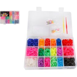 Noname Loom Bands Set in Köfferchen 1440 farbige Ringe asst. mit Zubehör, 20x13.8x4cm