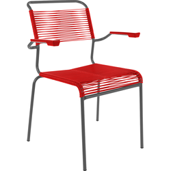 Schaffner Spaghetti chair Säntis with armrest - Anthracite - Red