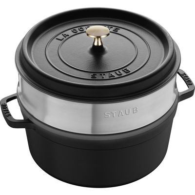 Staub Topf rund mit Dampfeinsatz 26cm 5.2 lt. Schwarz Bild 4