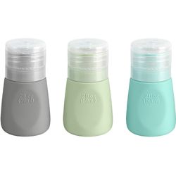 diaqua Cosmetic bottles set of 3 assorted gray, aqua, mint