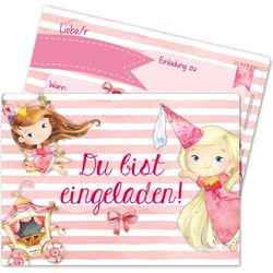 Papierdrachen 12 cartes d'invitation pour un anniversaire - Princesse
