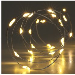 FS-STAR Catena luminosa a LED micro LED 100 bianco caldo filo argento